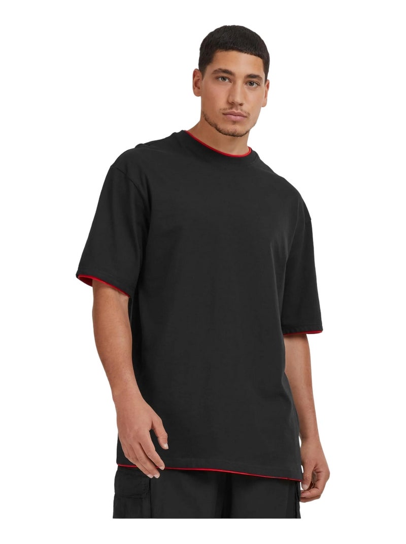 T-shirt motif/style détail contrasté - urban classics Noir Rouge - Kiabi