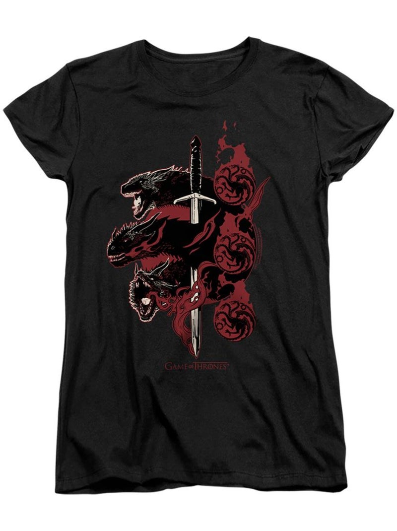 T-shirt motif/style dragon targaryen - game of thrones Noir - Kiabi