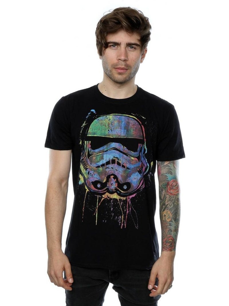 T-shirt motif/style éclaboussures de peinture - la guerre des étoiles Noir - Kiabi