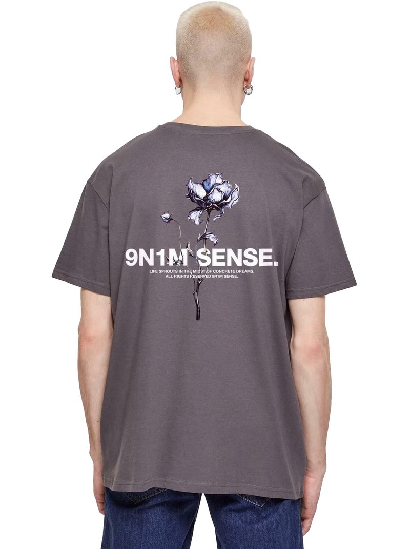 T-shirt motif/style fleur - 9n1m sense Gris Gris anthracite - Kiabi