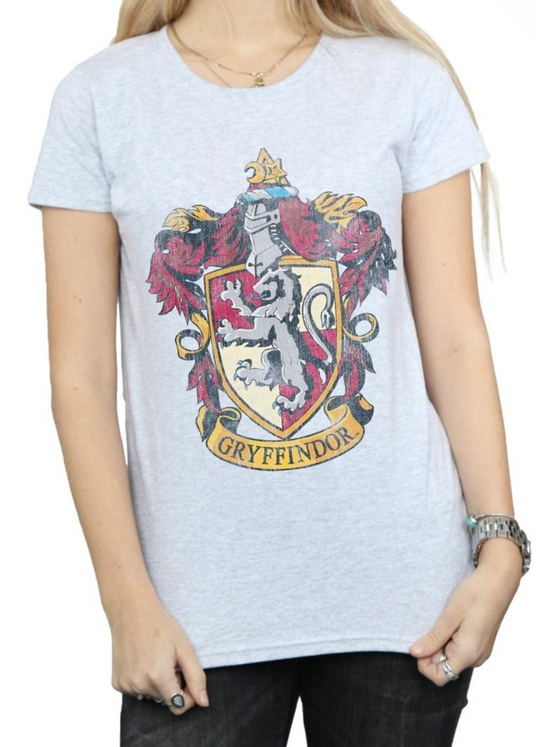 T-shirt motif/style gryffondor - harry potter Gris chiné - Kiabi