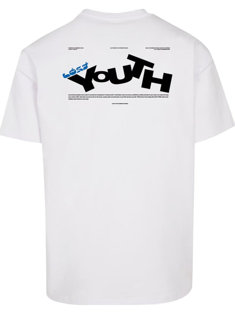 T-shirt motif/style imprimé au dos - lost youth Blanc - Kiabi