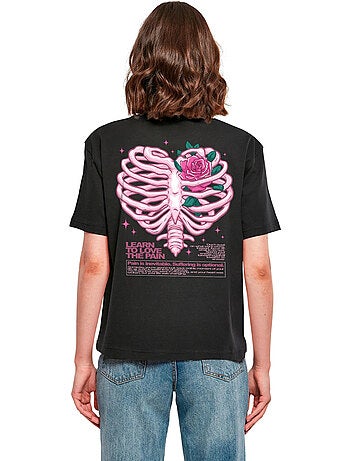T-shirt motif/style imprimé au dos heart cage rose - miss tee