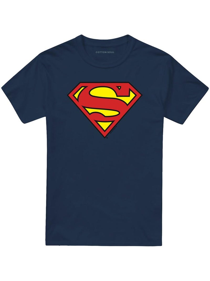 T-shirt motif/style logo basic - superman Bleu marine - Kiabi