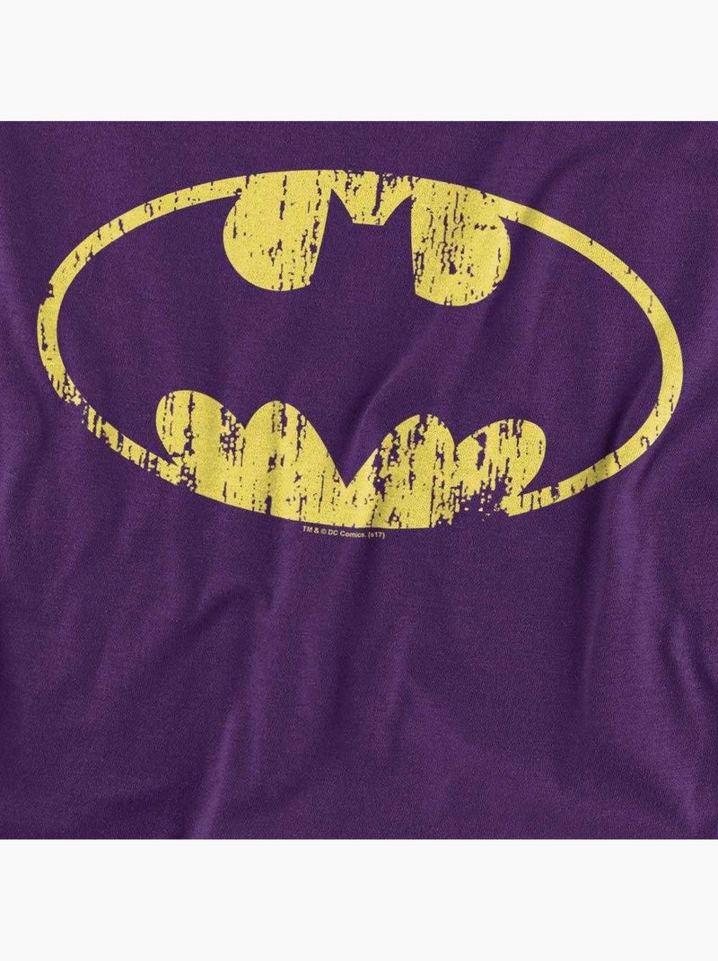 T-shirt motif/style logo usé classic - batman Violet - Kiabi