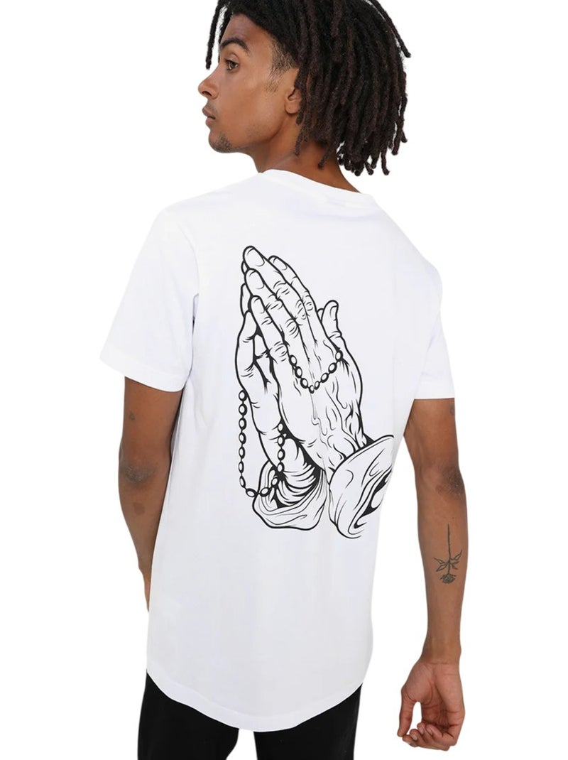 T-shirt motif/style mains jointes en prière - mister tee Blanc - Kiabi