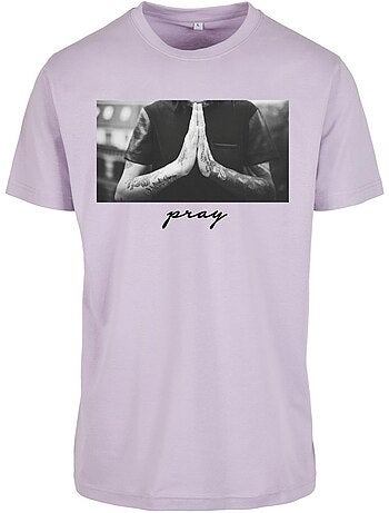 T-shirt motif/style mains jointes en prière - mister tee