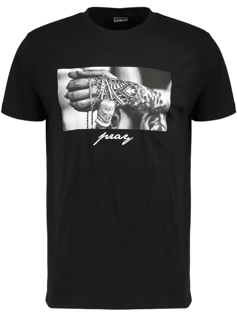T-shirt motif/style mains jointes en prière - mister tee Noir - Kiabi