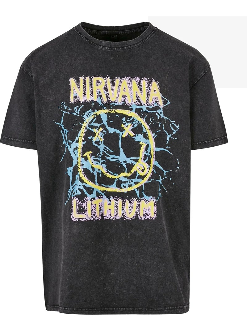 T-shirt motif/style nirvana lithium - mister tee Noir - Kiabi