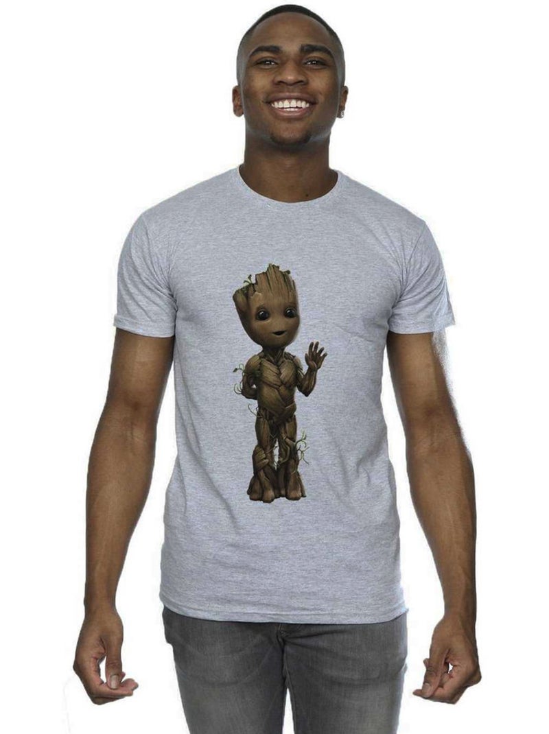 T-shirt motif/style ondulé am groot - marvel Gris chiné - Kiabi
