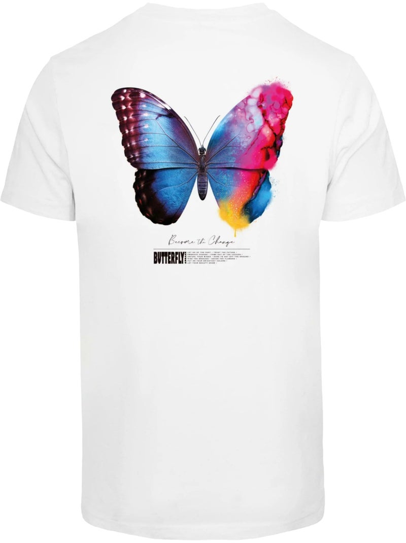 T-shirt motif/style papillon become the change 2.0 - mister tee Blanc - Kiabi
