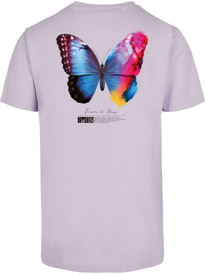 T-shirt motif/style papillon become the change 2.0 - mister tee Mauve lilas - Kiabi