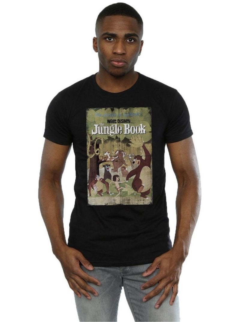 T-shirt motif/style poster - le livre de la jungle (baloo, kaa, mowgli, shere khan) Noir - Kiabi