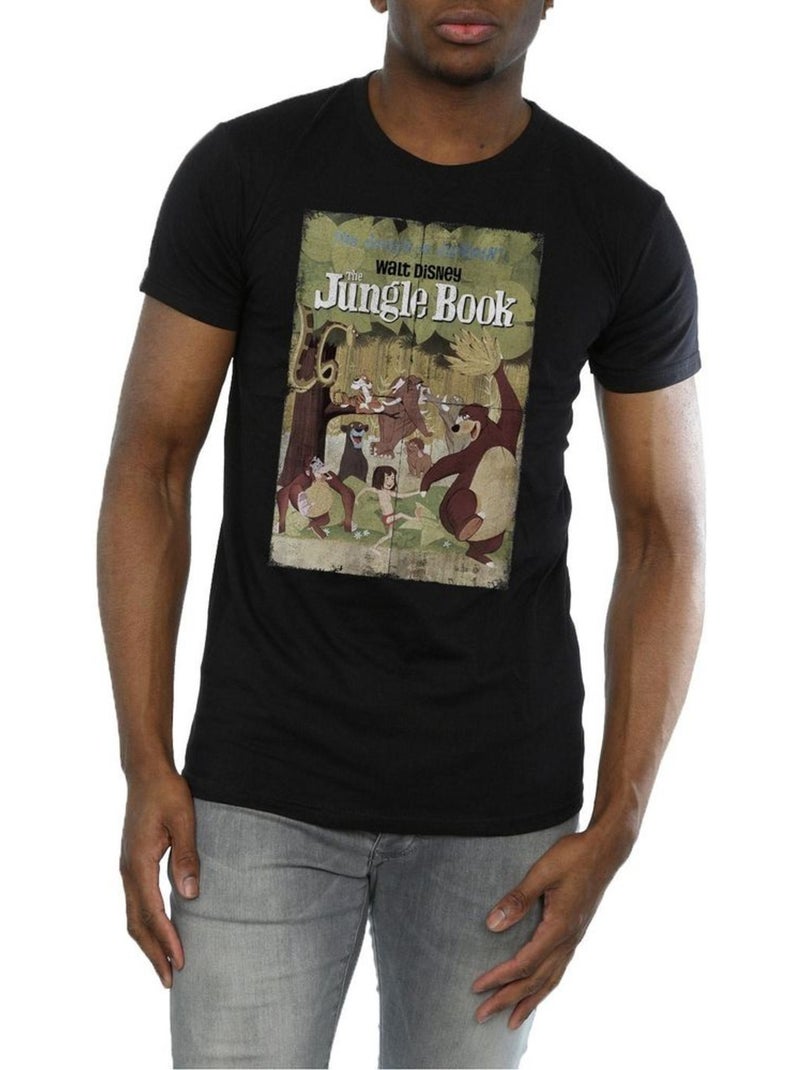 T-shirt motif/style poster - le livre de la jungle (baloo, kaa, mowgli, shere khan) Noir - Kiabi
