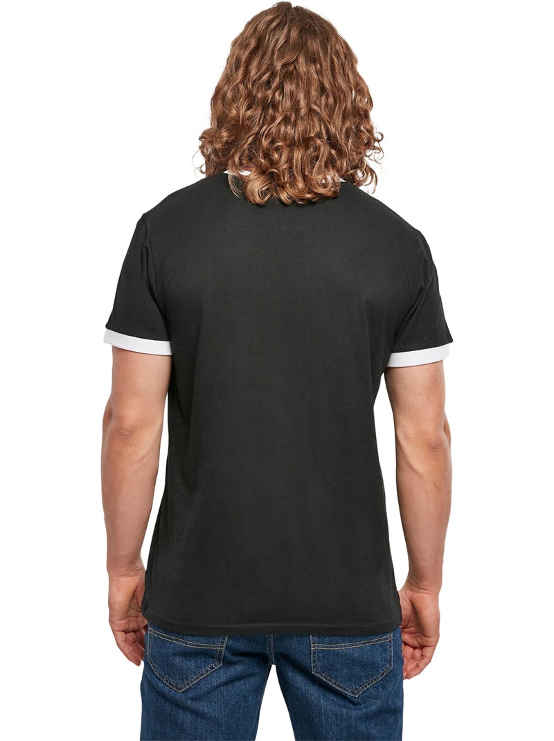 T-shirt motif/style ringer - build your brand Noir Blanc - Kiabi