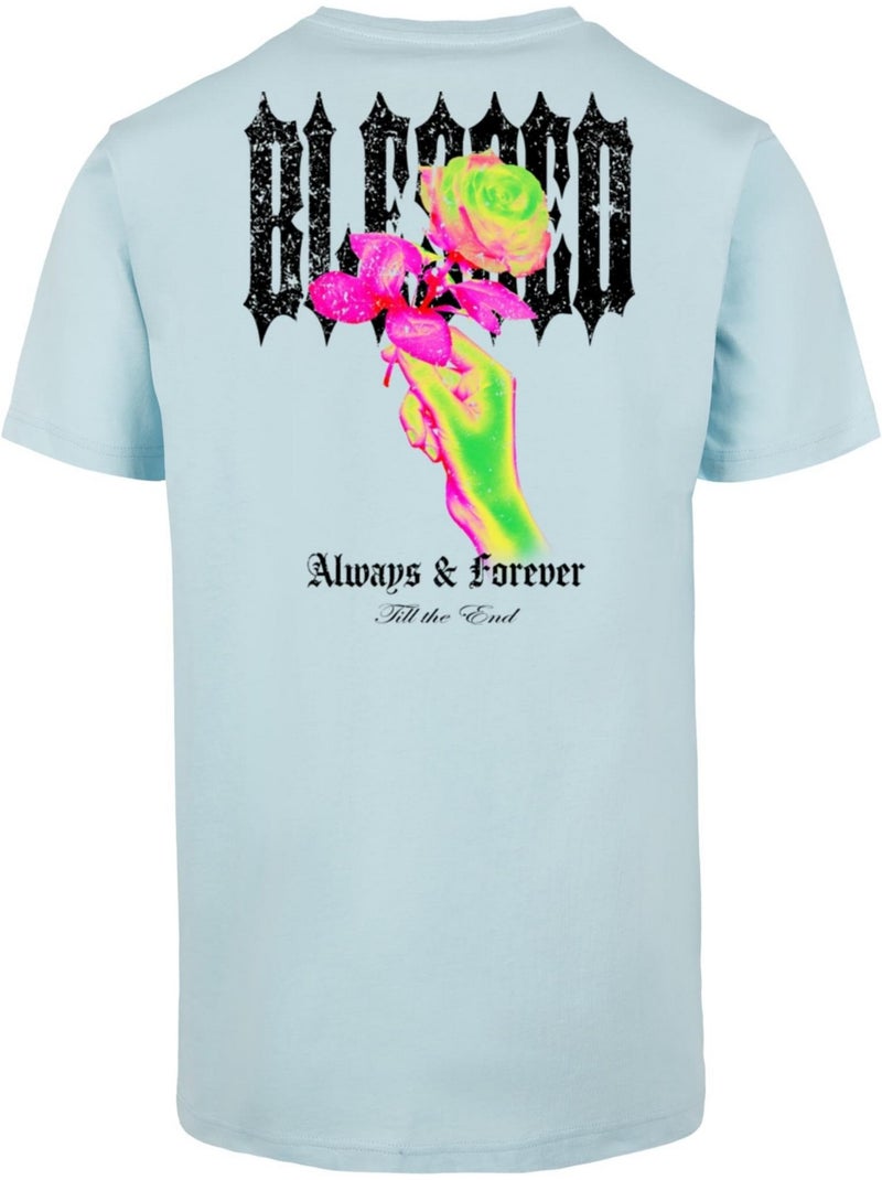 T-shirt motif/style rose blessed - mister tee Bleu méditerranée - Kiabi
