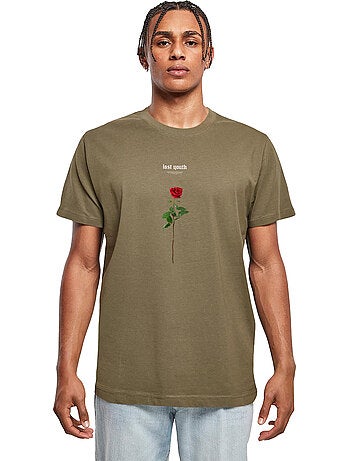 T-shirt motif/style rose lost youth - mister tee