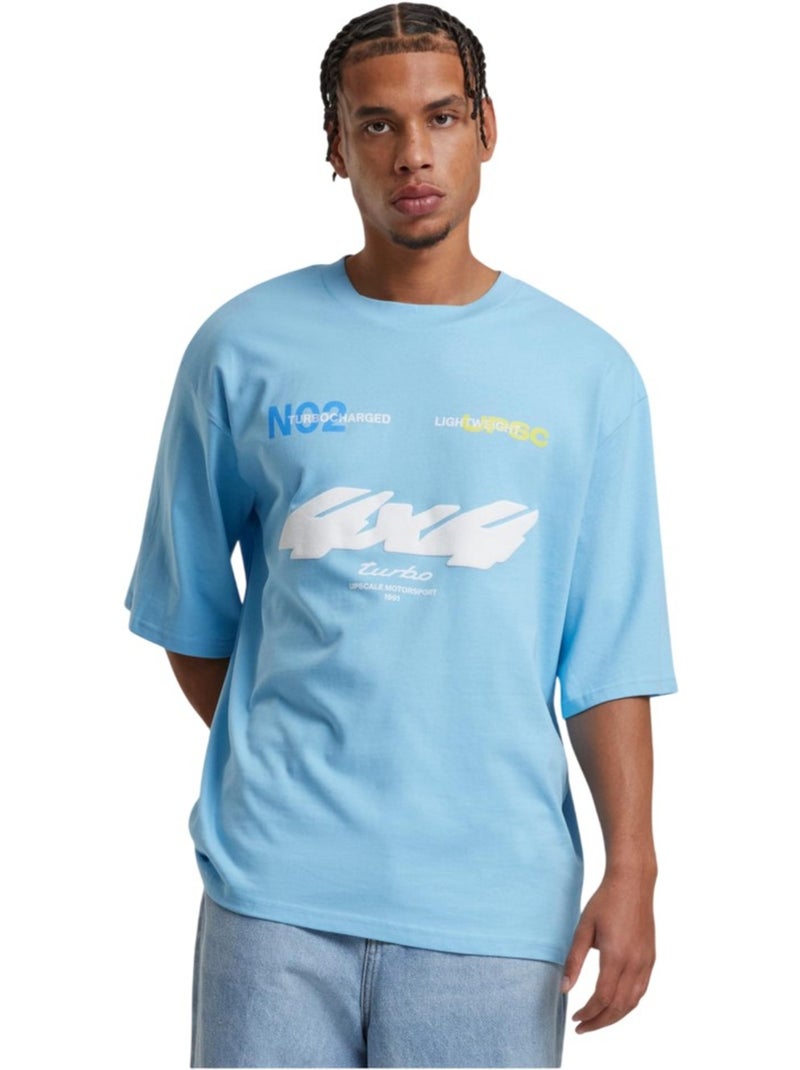 T-shirt motif/style sport automobile - mister tee Bleu ciel - Kiabi
