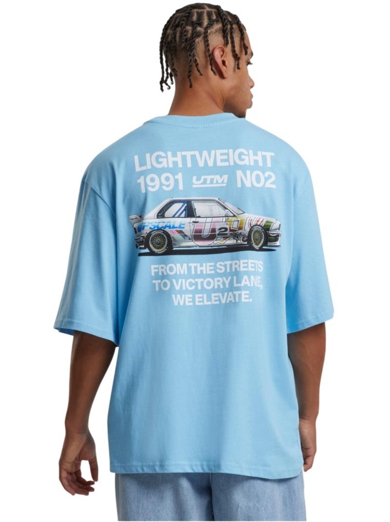 T-shirt motif/style sport automobile - mister tee Bleu ciel - Kiabi