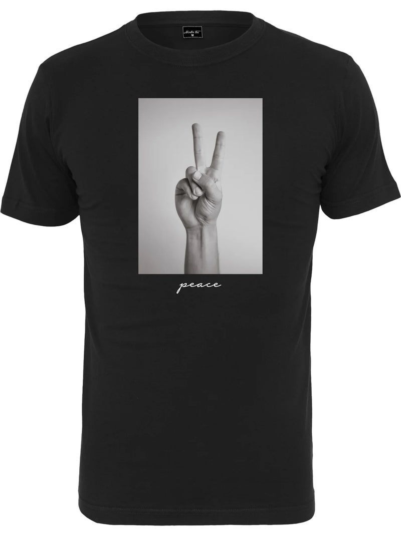 T-shirt motif/style symbole de la paix - mister tee Noir - Kiabi