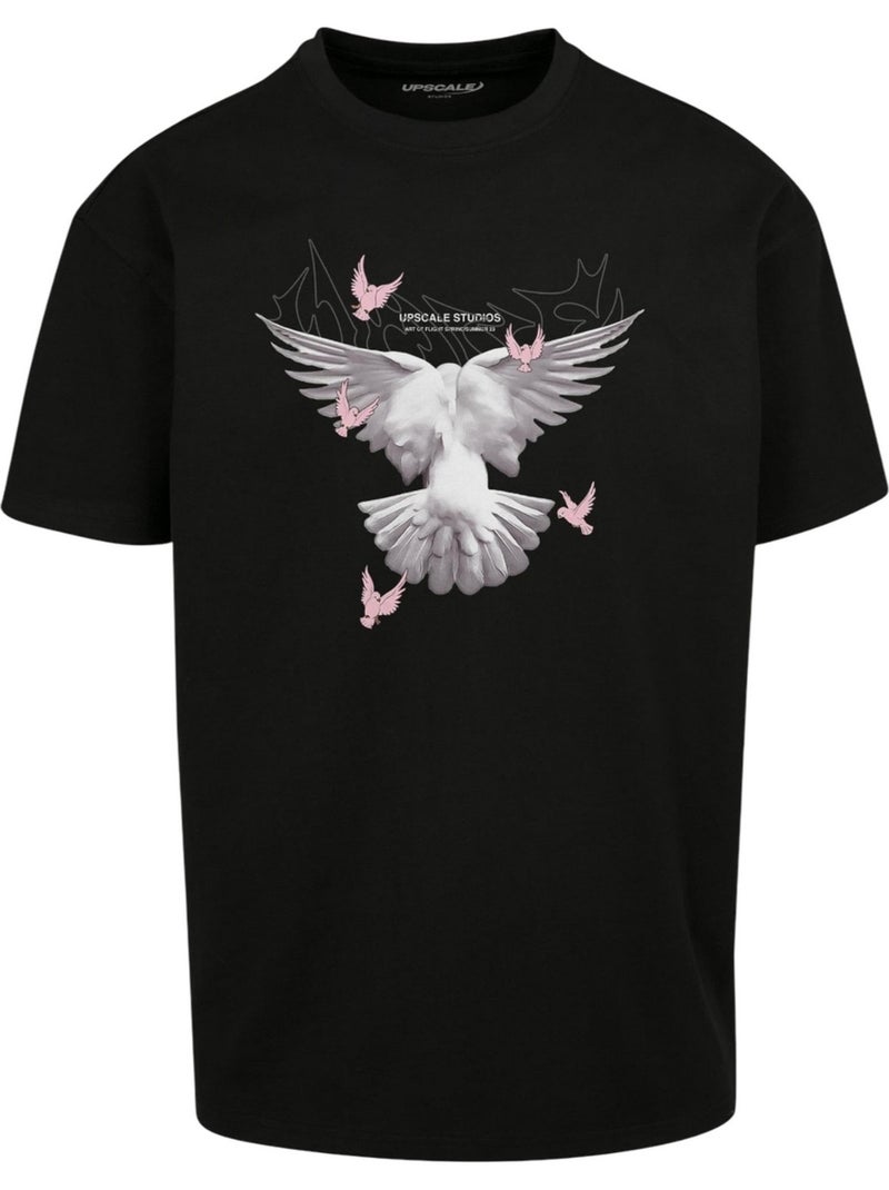 T-shirt motif/style tourterelles - mister tee Noir - Kiabi