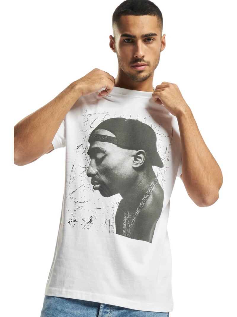 T-shirt motif/style tupac shakur cracked background - mister tee Blanc - Kiabi