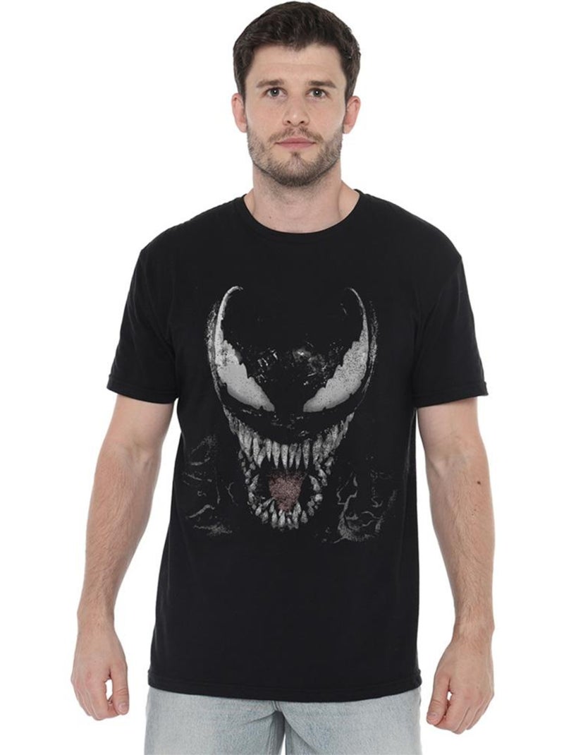 T-shirt motif/style visage - venin Noir - Kiabi