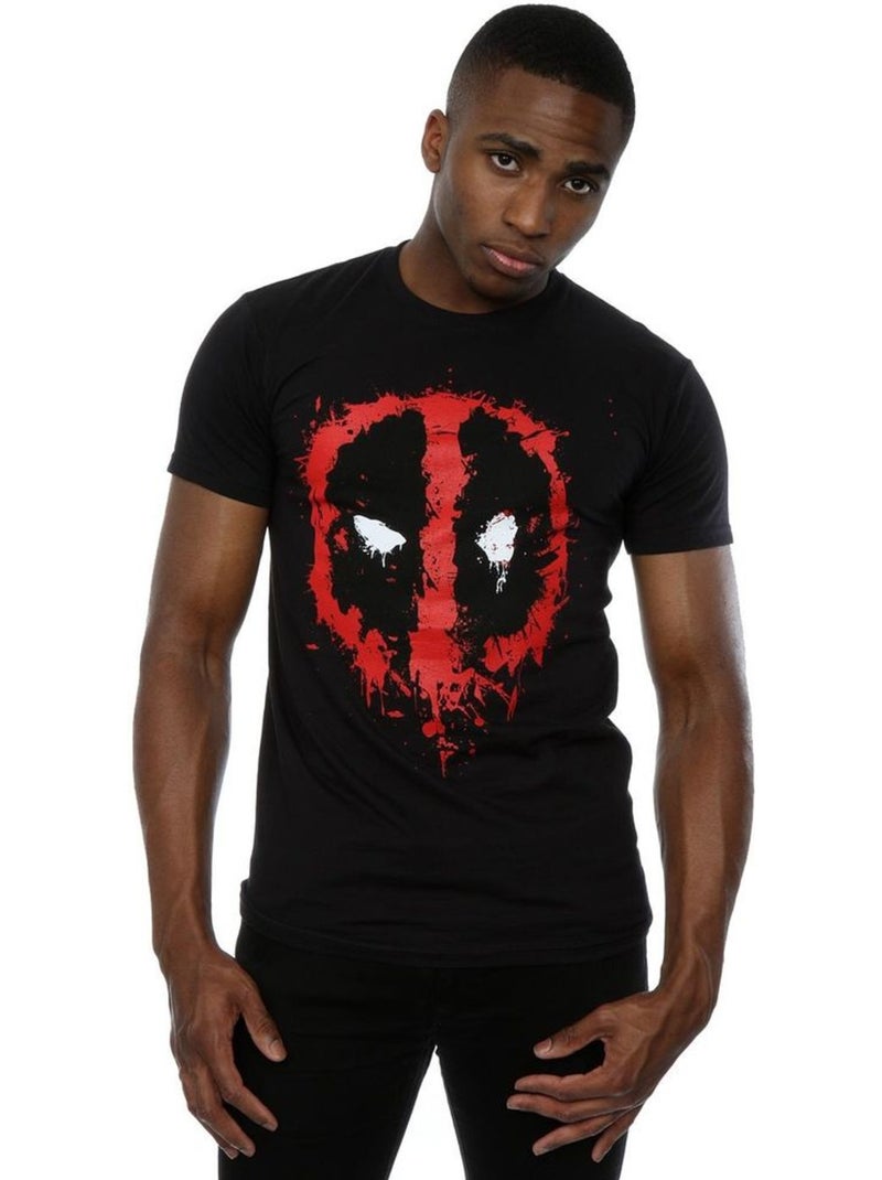 T-shirt motif/style visage écrasé - deadpool (deadpool) Noir - Kiabi