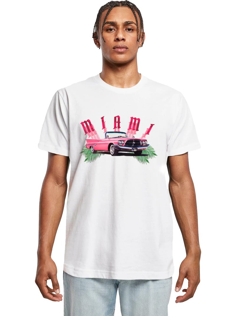 T-shirt motif/style voiture miami - mister tee Blanc - Kiabi