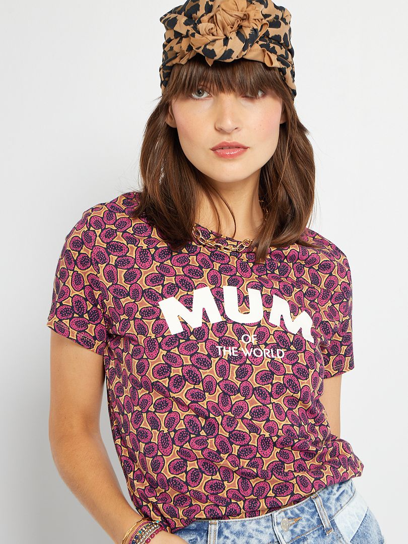T-shirt 'Mum of the world' bordeaux - Kiabi