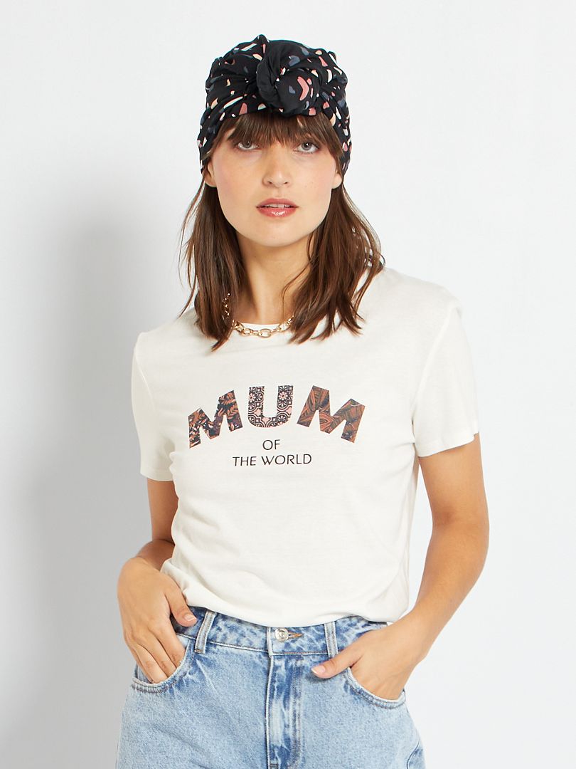 T-shirt 'Mum of the world' écru - Kiabi