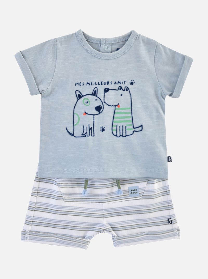 T SHIRT NAISSANCE SHORT ET BANDANA ELOUAN Bleu - Kiabi