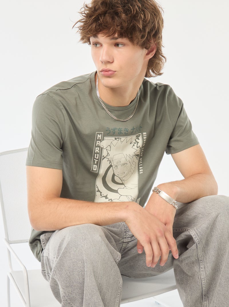 T-shirt 'Naruto' manches courtes imprimé Vert - Kiabi