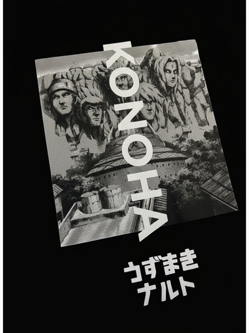 T-shirt Naruto Shippuden Konoha Rock - Oversized Noir - Kiabi