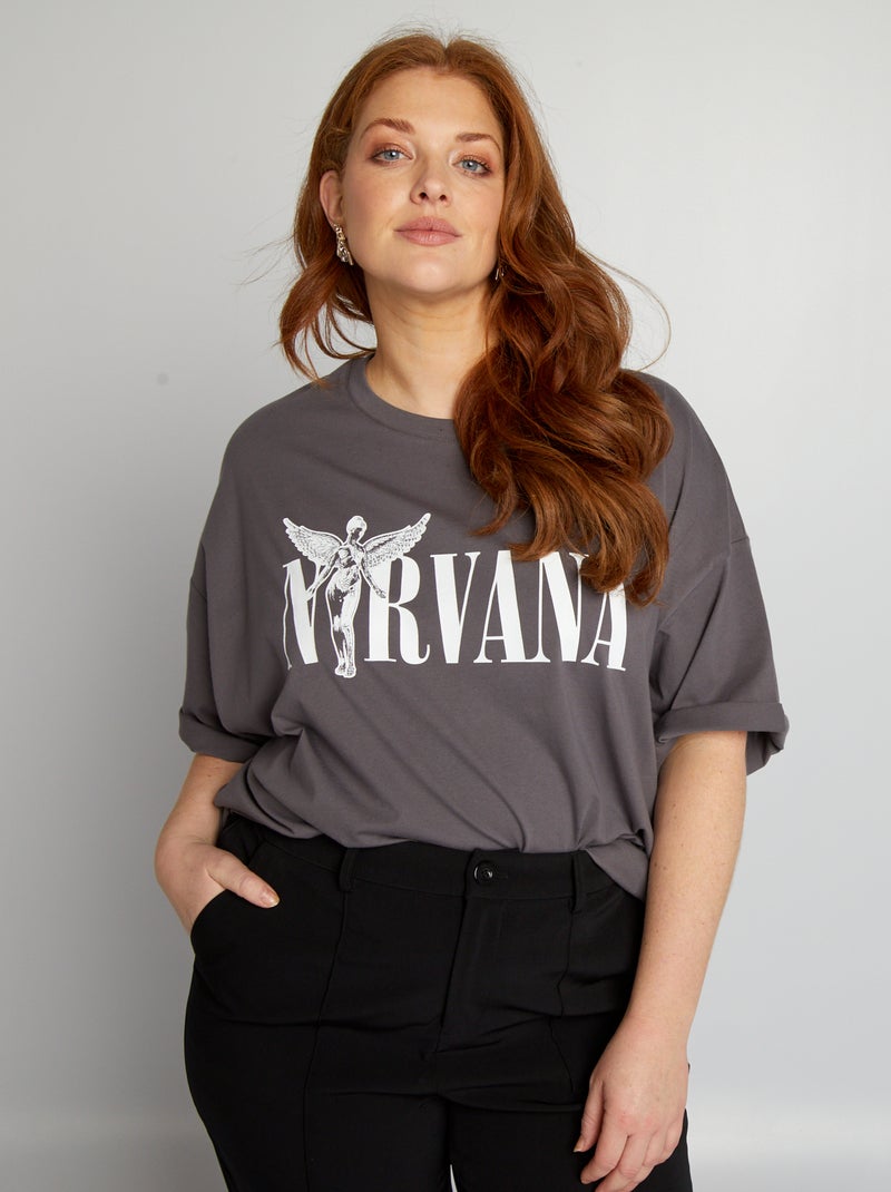 T-shirt 'Nirvana' à col rond gris - Kiabi