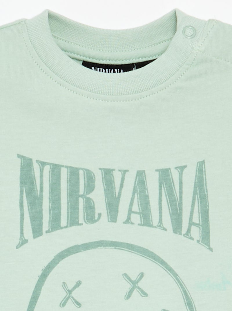 T-shirt 'Nirvana' à manches courtes Vert - Kiabi
