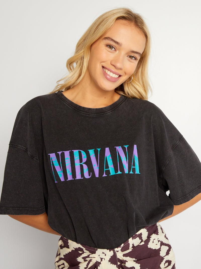 T-shirt 'Nirvana' en jersey noir - Kiabi