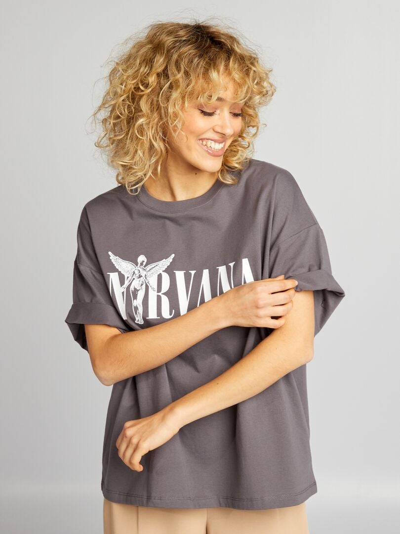 T-shirt 'Nirvana' gris - Kiabi