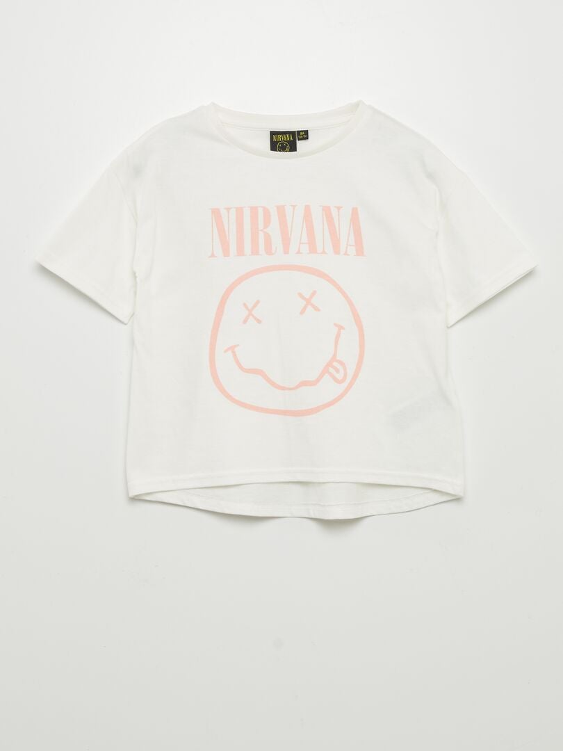 T-shirt 'Nirvana'  manches courtes blanc - Kiabi