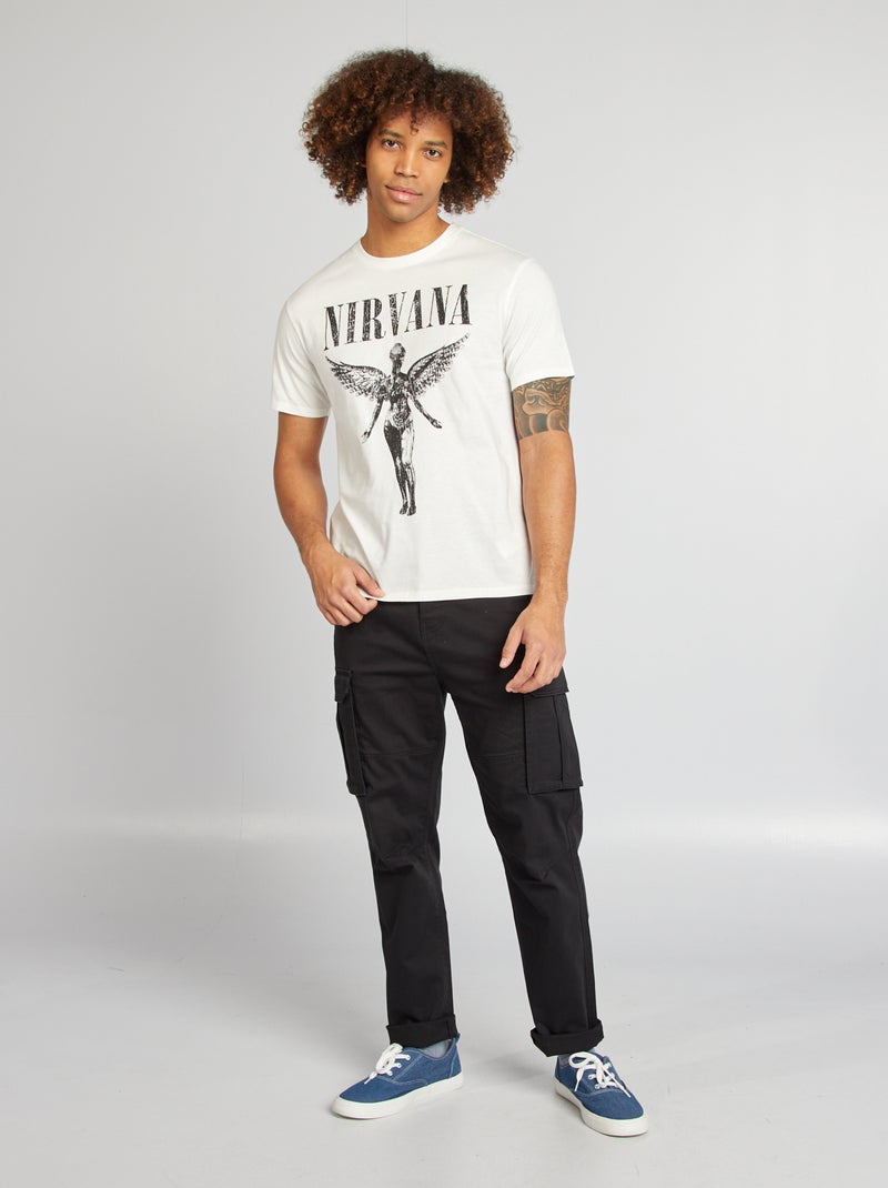 T-shirt 'Nirvana' manches courtes 'in utero' blanc - Kiabi