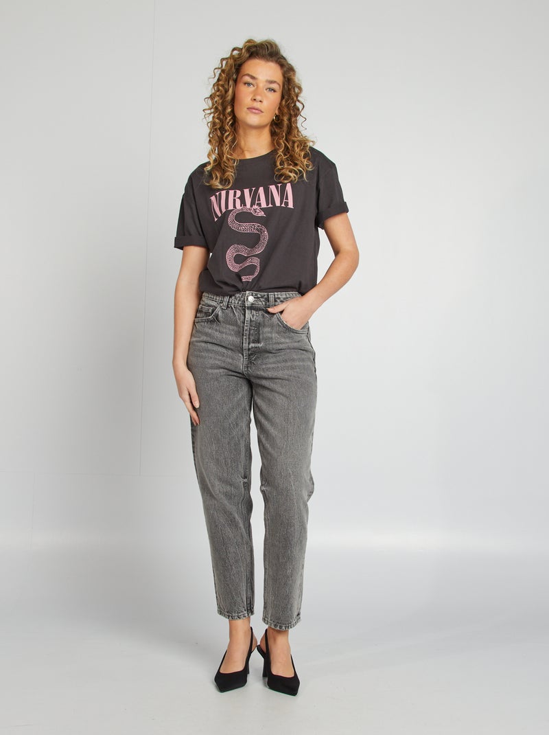 T-shirt 'Nirvana'  manches courtes NOIR - Kiabi