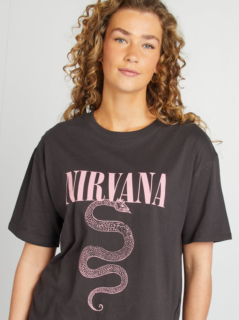 T-shirt 'Nirvana'  manches courtes NOIR - Kiabi