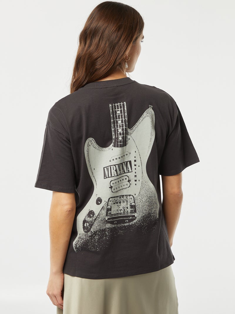 T-shirt 'Nirvana'  manches courtes Noir - Kiabi