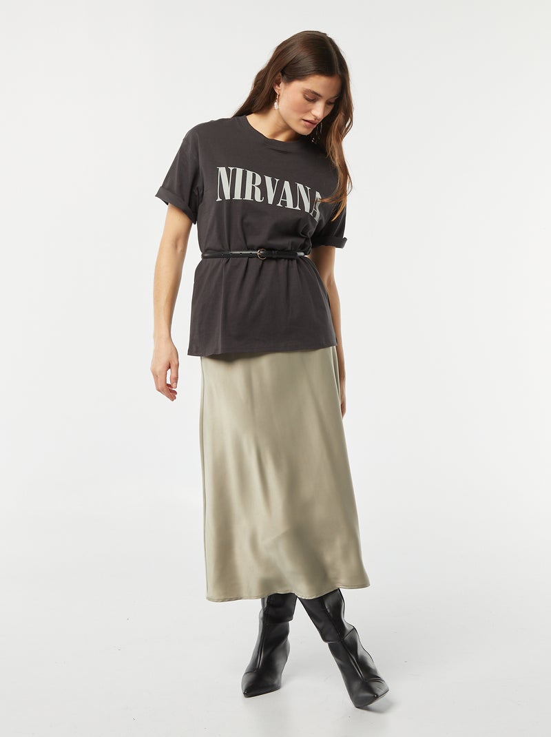 T-shirt 'Nirvana'  manches courtes Noir - Kiabi