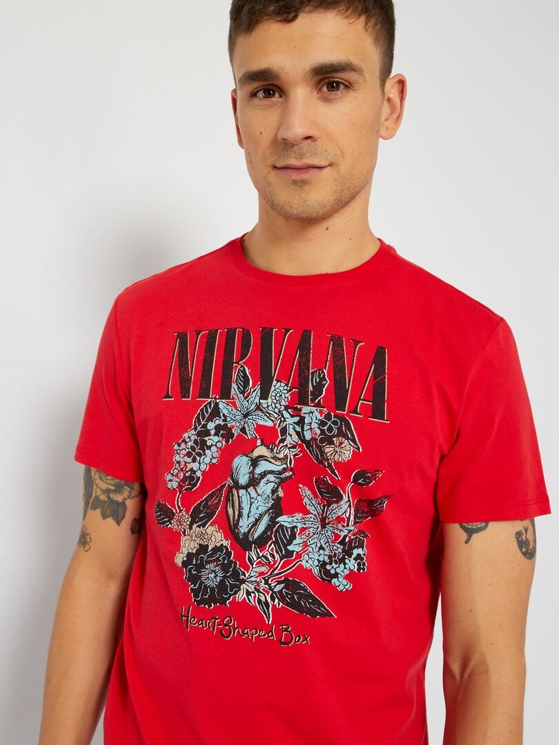 T-shirt 'Nirvana' manches courtes Rouge - Kiabi