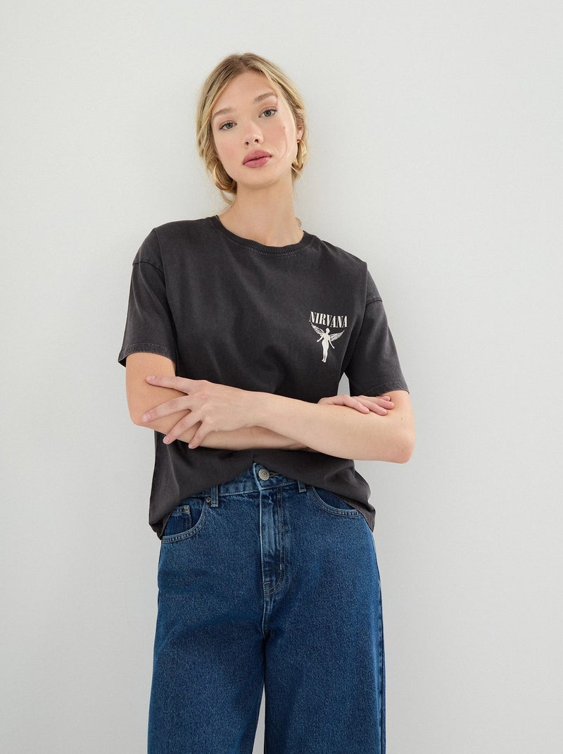 T-shirt « Nirvana », MO Fashion Gris - Kiabi