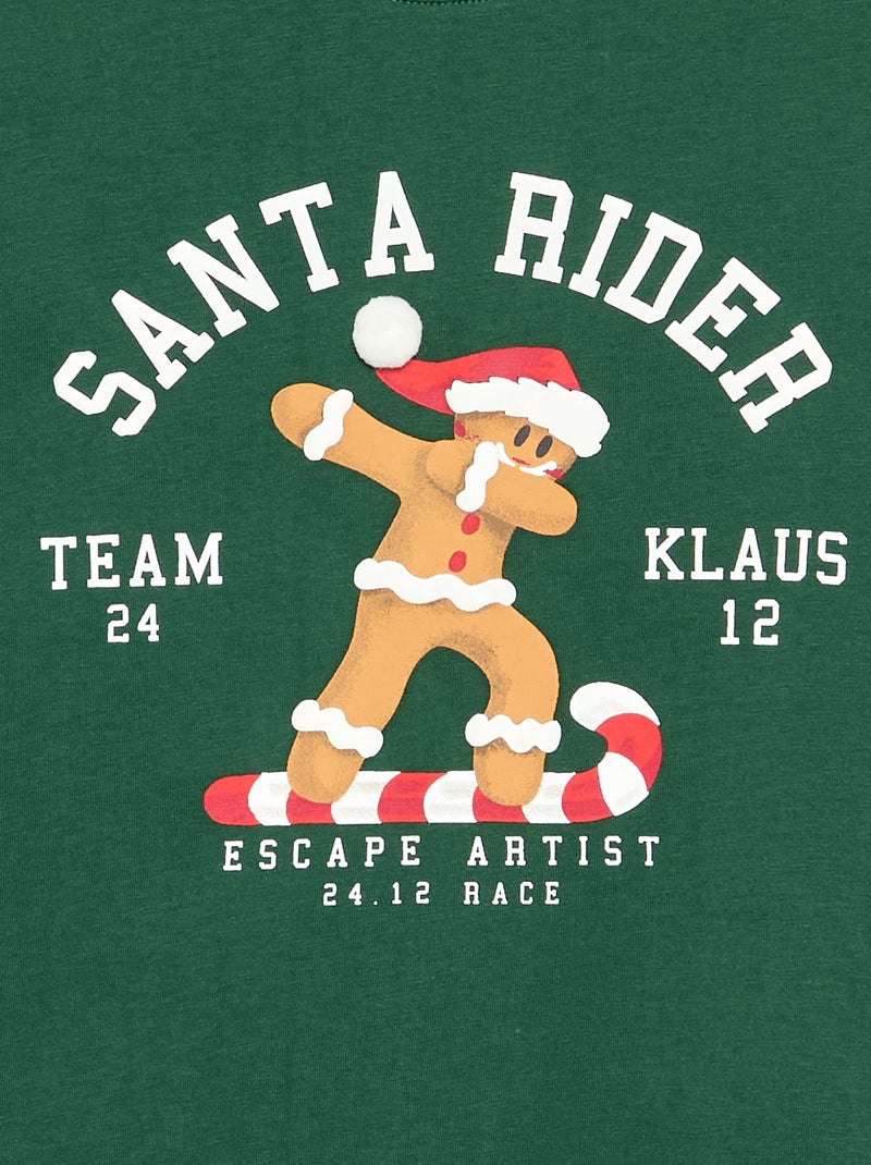 T-shirt 'Noël' à manches longues Vert - Kiabi
