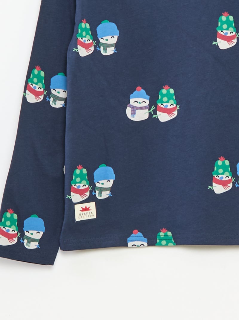 T-shirt Noël loose fit en jersey coton Bleu - Kiabi