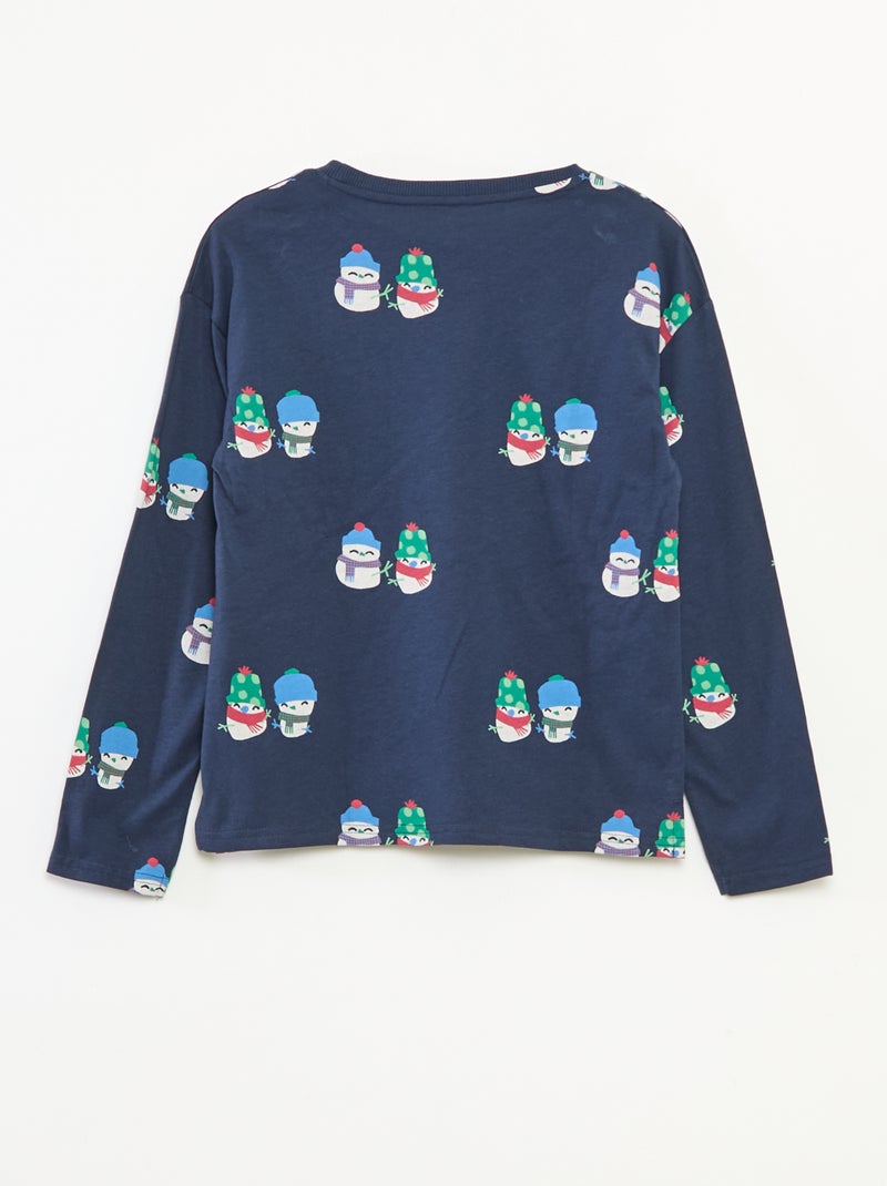 T-shirt Noël loose fit en jersey coton Bleu - Kiabi