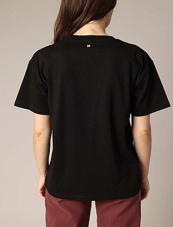 T-shirt noir à paillettes pour femme 'Deeluxe'